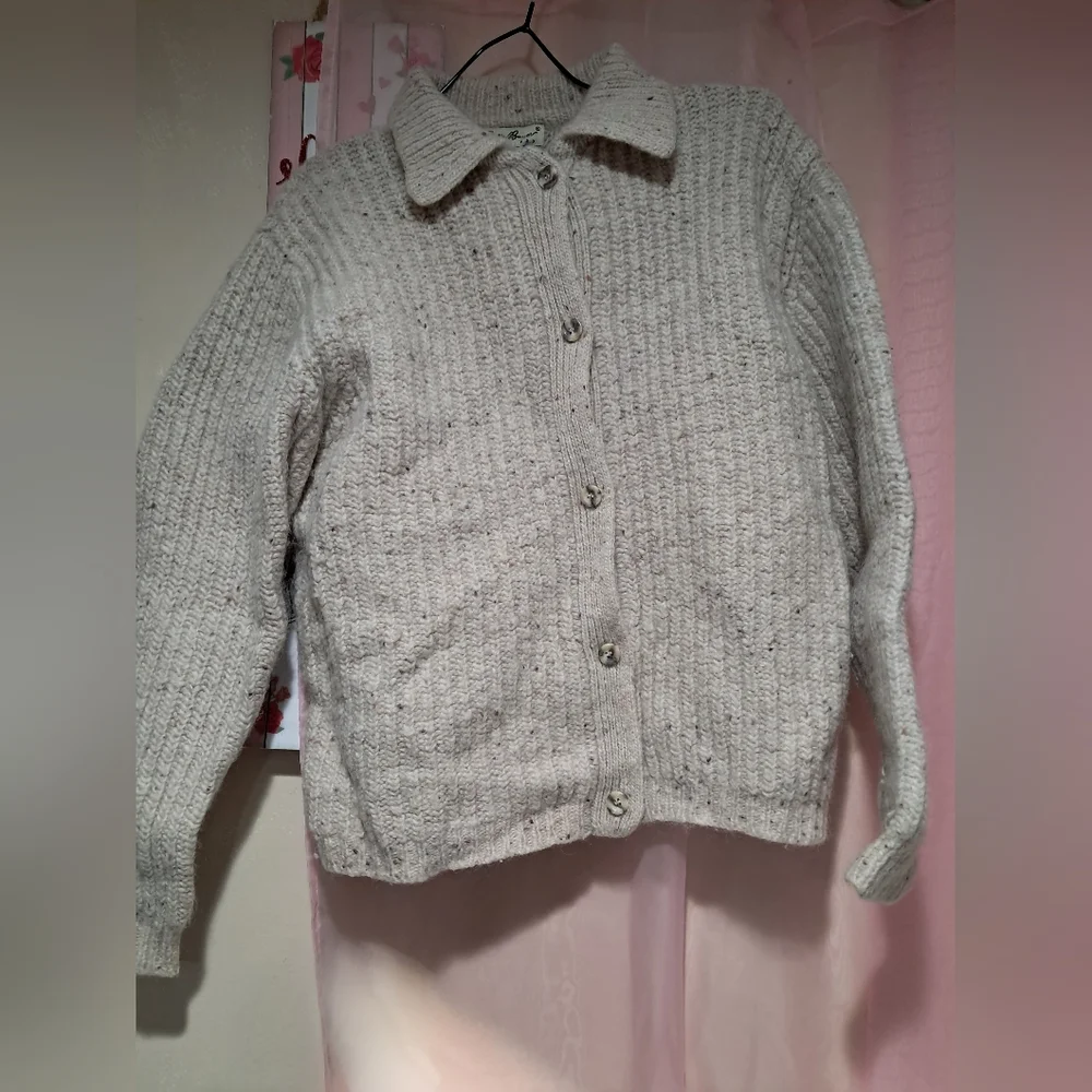Rare Vintage Eddie Bauer 80s Oatmeal Wool Cardigan NWT Made in UK Size:M - Picture 11 of 15